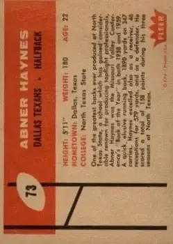 Back of Abner Haynes