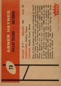 Back of Abner Haynes