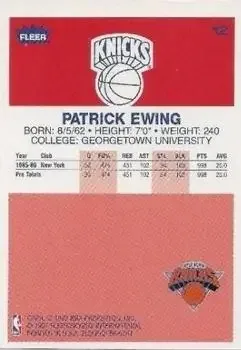 Back of Patrick Ewing
