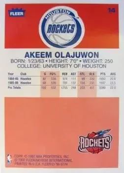 Back of Hakeem Olajuwon
