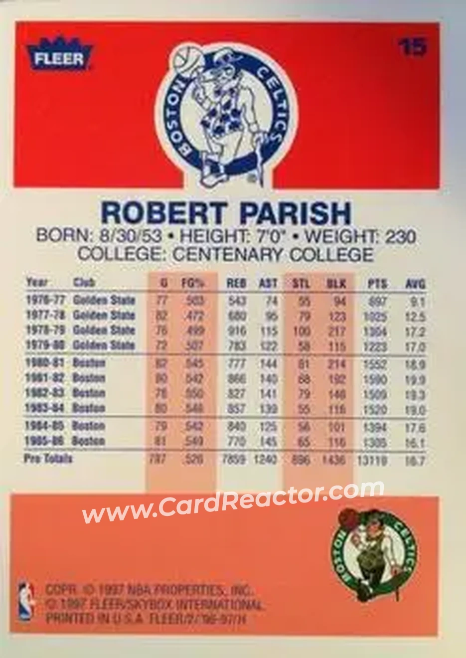 Back of Robert Parish