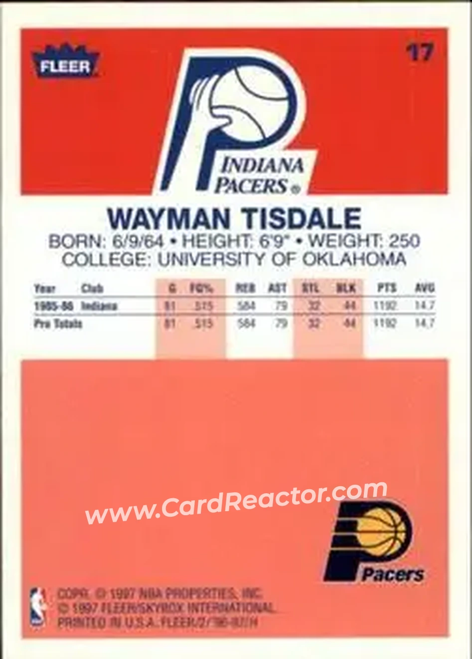 Back of Wayman Tisdale