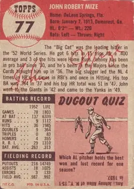 Back of Johnny Mize