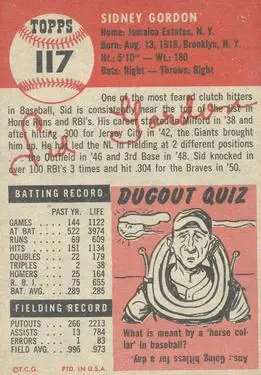 Back of Sid Gordon