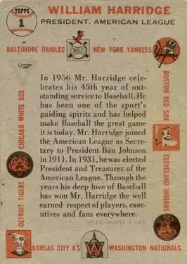 Back of Will Harridge