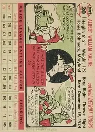 Al Kaline 背面