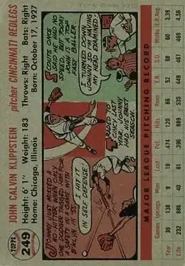 Back of Johnny Klippstein
