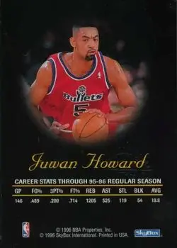 1996-97 SkyBox Premium - Autographics Blue Ink #NNO - Juwan Howard - Washington Bullets - Back 1996-97 SkyBox Premium - Autographics Blue Ink #NNO - Juwan Howard - Washington Bullets - Back
