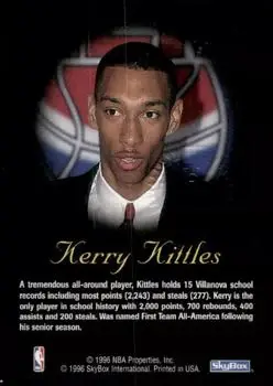 1996-97 SkyBox Premium - Autographics Blue Ink #NNO - Kerry Kittles - New Jersey Nets - Back