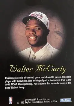 1996-97 SkyBox Premium - Autographics Blue Ink #NNO - Walter McCarty - New York Knicks - Back