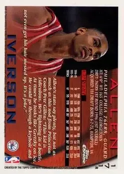 1996-97 Topps Chrome - Refractors #171R - Allen Iverson - Philadelphia 76ers - Back