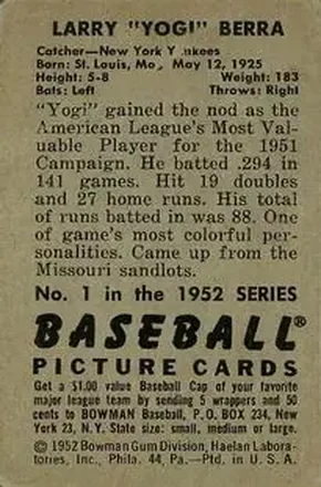 Verso de Larry "Yogi" Berra