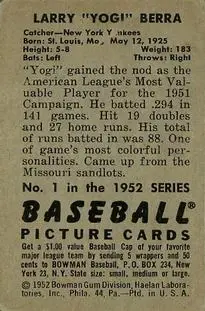 Back of Larry "Yogi" Berra