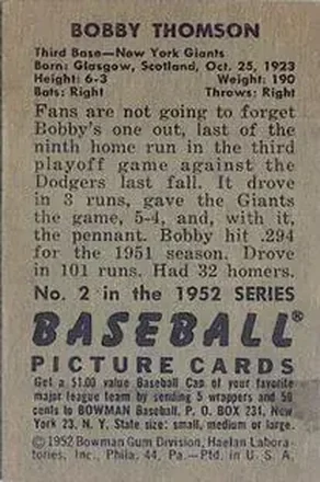 Verso de Bobby Thomson