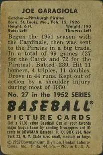 Back of Joe Garagiola