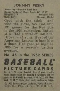 Back of Johnny Pesky