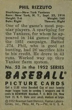 Verso de Phil Rizzuto