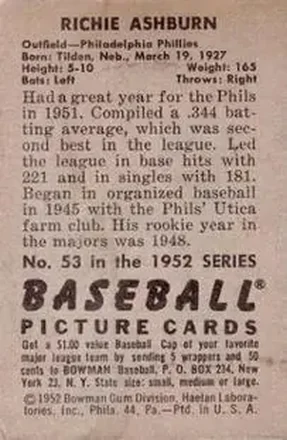 Richie Ashburn back