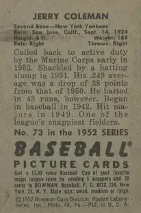 Back of Jerry Coleman