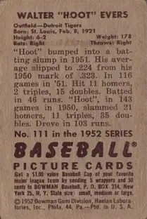 Back of Walter "Hoot" Evers