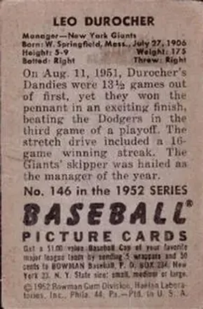 Verso de Leo Durocher