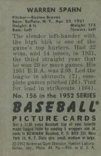 Back of Warren Spahn