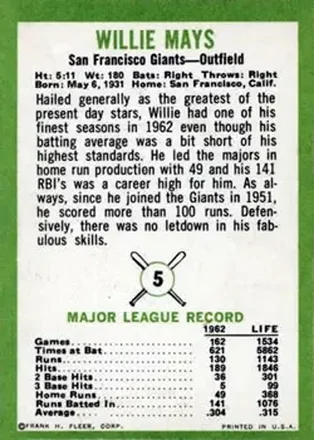 Verso de Willie Mays