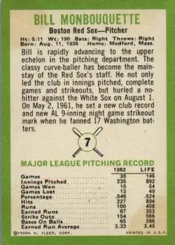 Back of Bill Monbouquette