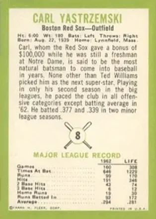 Carl Yastrzemski Rückseite