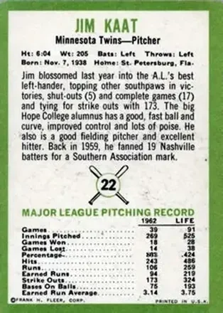 Verso de Jim Kaat