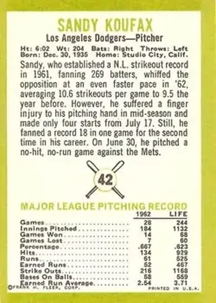 Verso de Sandy" Koufax