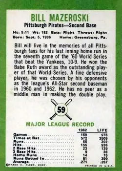 Back of Bill Mazeroski