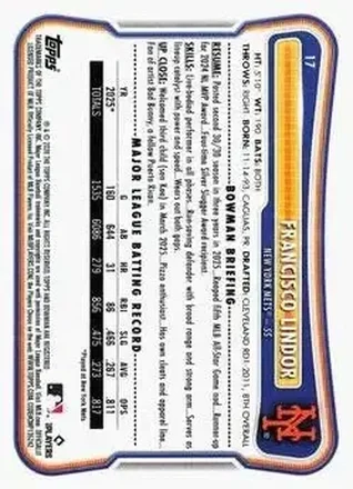 Reverso de Francisco Lindor