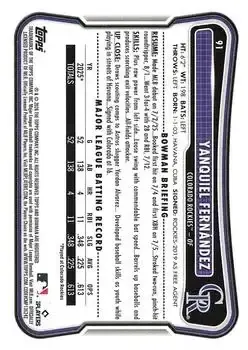 Back of Yanquiel Fernández