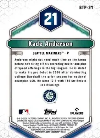 Reverso de Kade Anderson