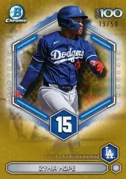 2026 Bowman #BTP-15 Bowman Scouts' Top 100 Gold Refractors Zyhir Hope