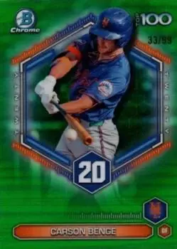 2026 Bowman #BTP-20 Bowman Scouts' Top 100 Green Refractors Carson Benge