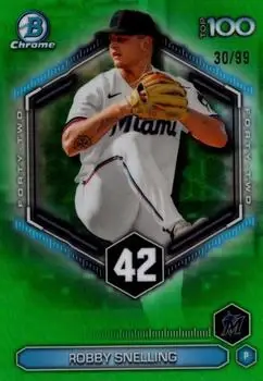 2026 Bowman #BTP-42 Bowman Scouts' Top 100 Green Refractors Robby Snelling