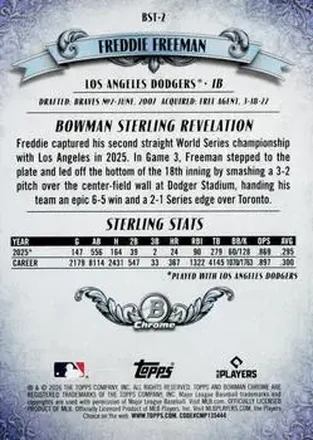 Freddie Freeman Rückseite