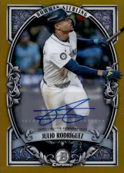 2026 Bowman #BST-3 Bowman Sterling Autographs Gold Refractors Julio Rodríguez