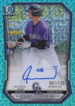 2026 Bowman #BMA-CA Chrome Autographs Mojo Aqua Refractors Cristian Arguelles