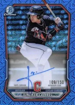 2026 Bowman #BMA-JCAC Chrome Autographs Mojo Blue Refractors Juneiker Caceres
