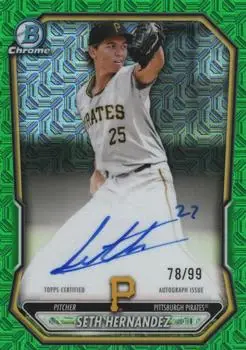 2026 Bowman #BMA-SH Chrome Autographs Mojo Green Refractors Seth Hernandez