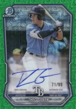 2026 Bowman #BMA-TG Chrome Autographs Mojo Green Refractors Theo Gillen