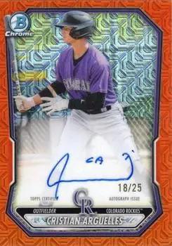 2026 Bowman #BMA-CA Chrome Autographs Mojo Orange Refractors Cristian Arguelles