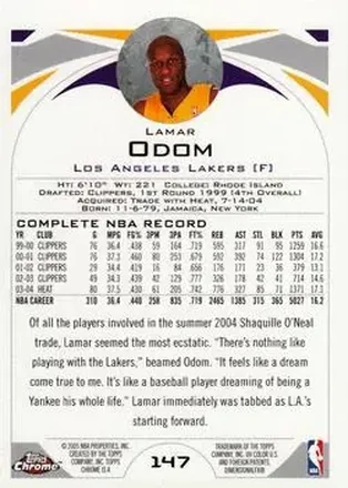 Lamar Odom 裏面
