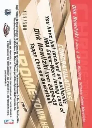 Verso de Dirk Nowitzki
