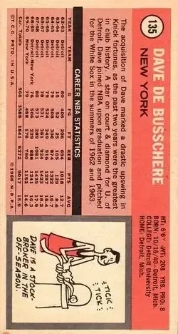 Back of Dave DeBusschere