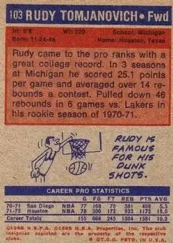Back of Rudy Tomjanovich