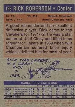 Back of Rick Roberson